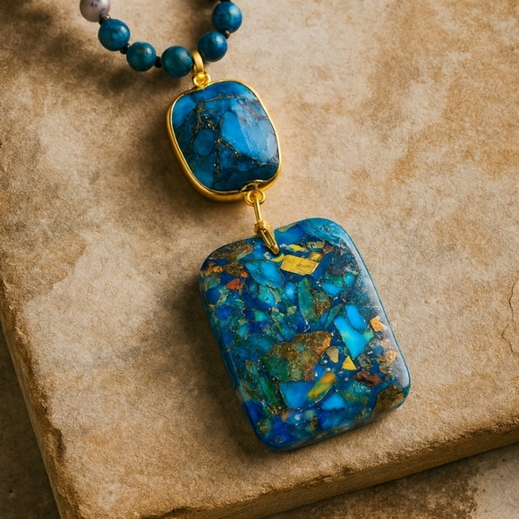 Radiant Orgonite Energy Pendant & Vibrant Crystal Beads Boho-Chic Necklace - Picture 7 of 14